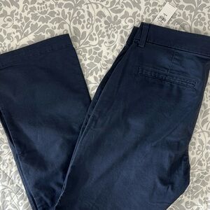 Old Navy Chino Pants Women's 8 Short Navy Blue Boot Cut Mid Rise Button Zip New